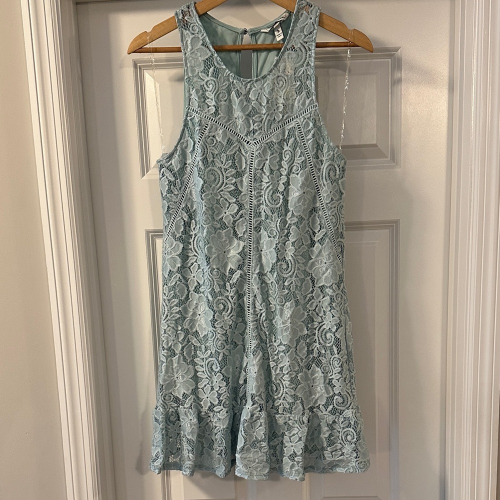 Speechless Lace Mini Dress - Light Blue